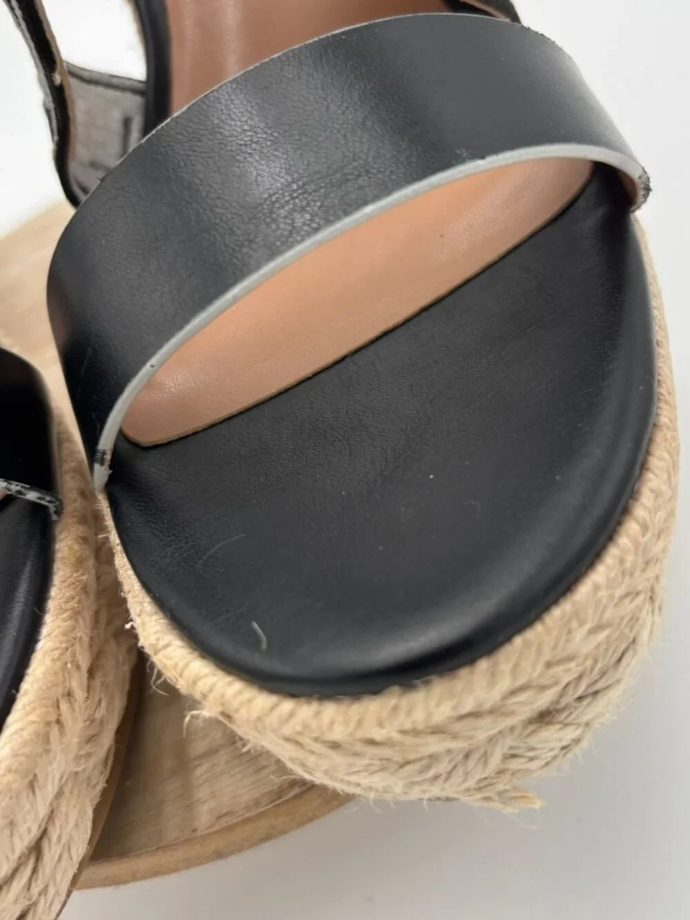 Tommy Hilfiger Black Logo Strap Espadrille Wedge Platform Sandals Shoes 9M